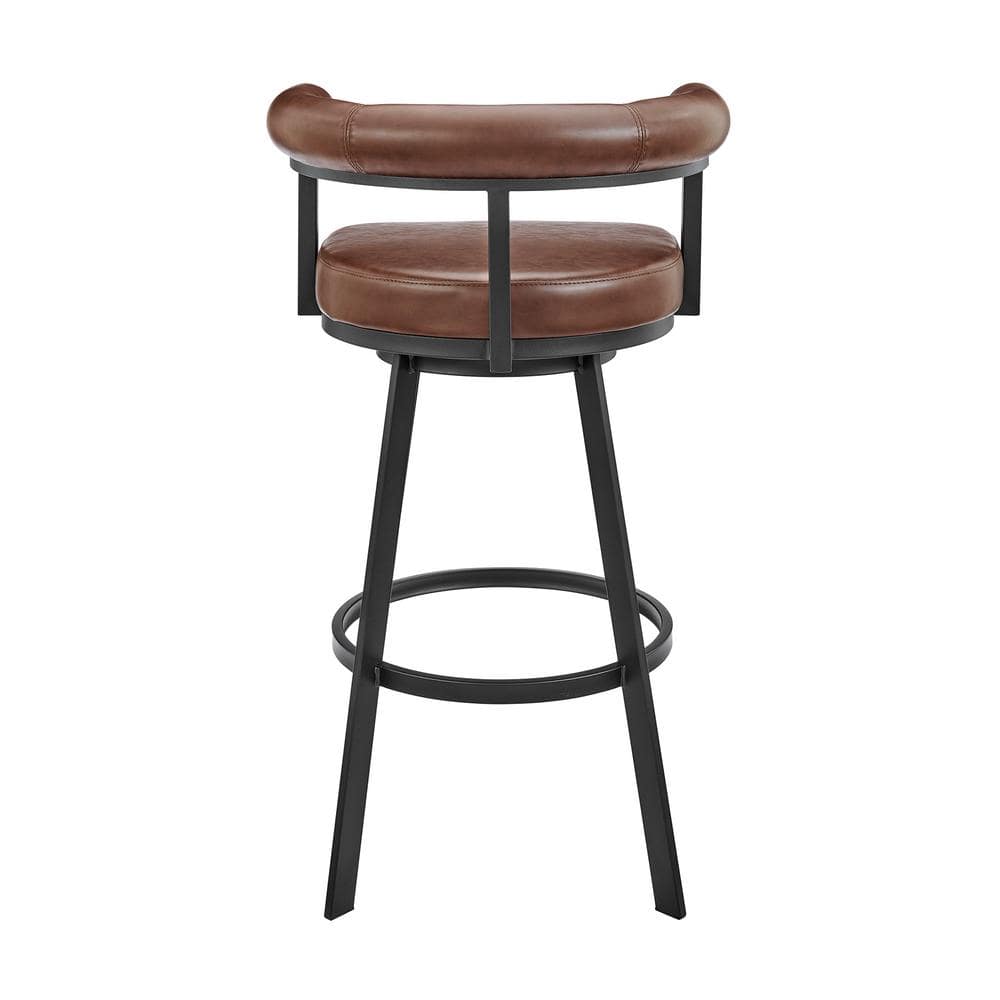 Nolagam 34'' Brown Faux Leather and Metal Swivel Counter Stool