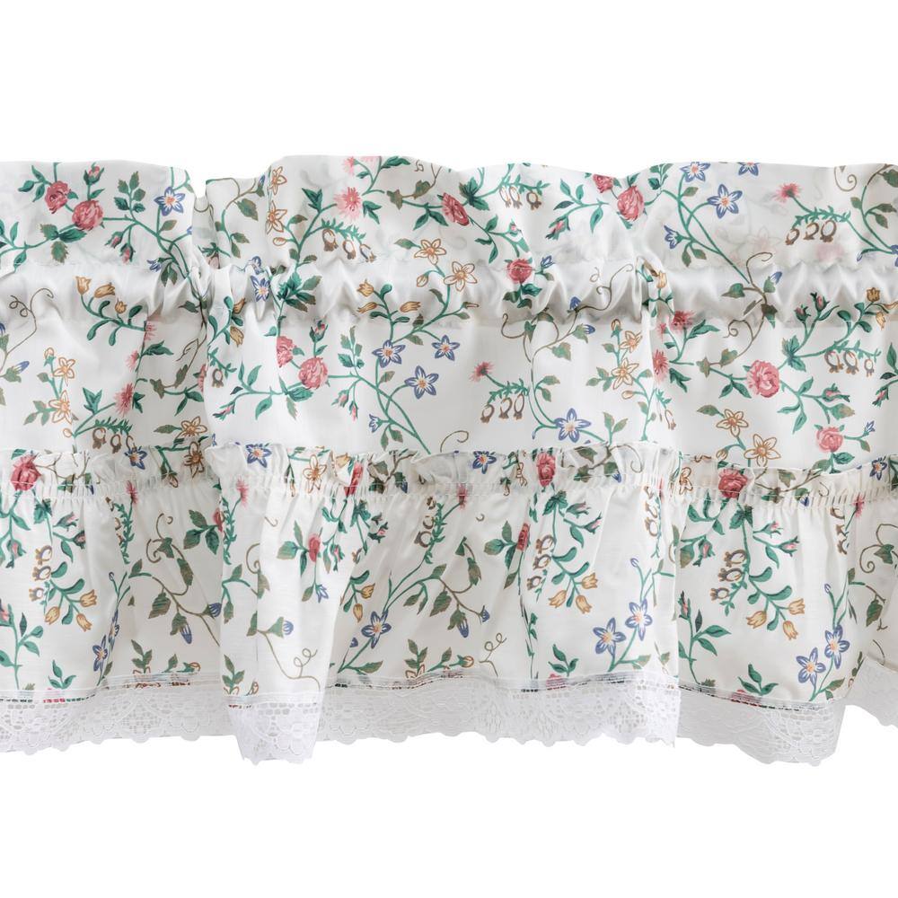 Ellis Country Floral White and Multicolor Rod Pocket Valance 52"x12"