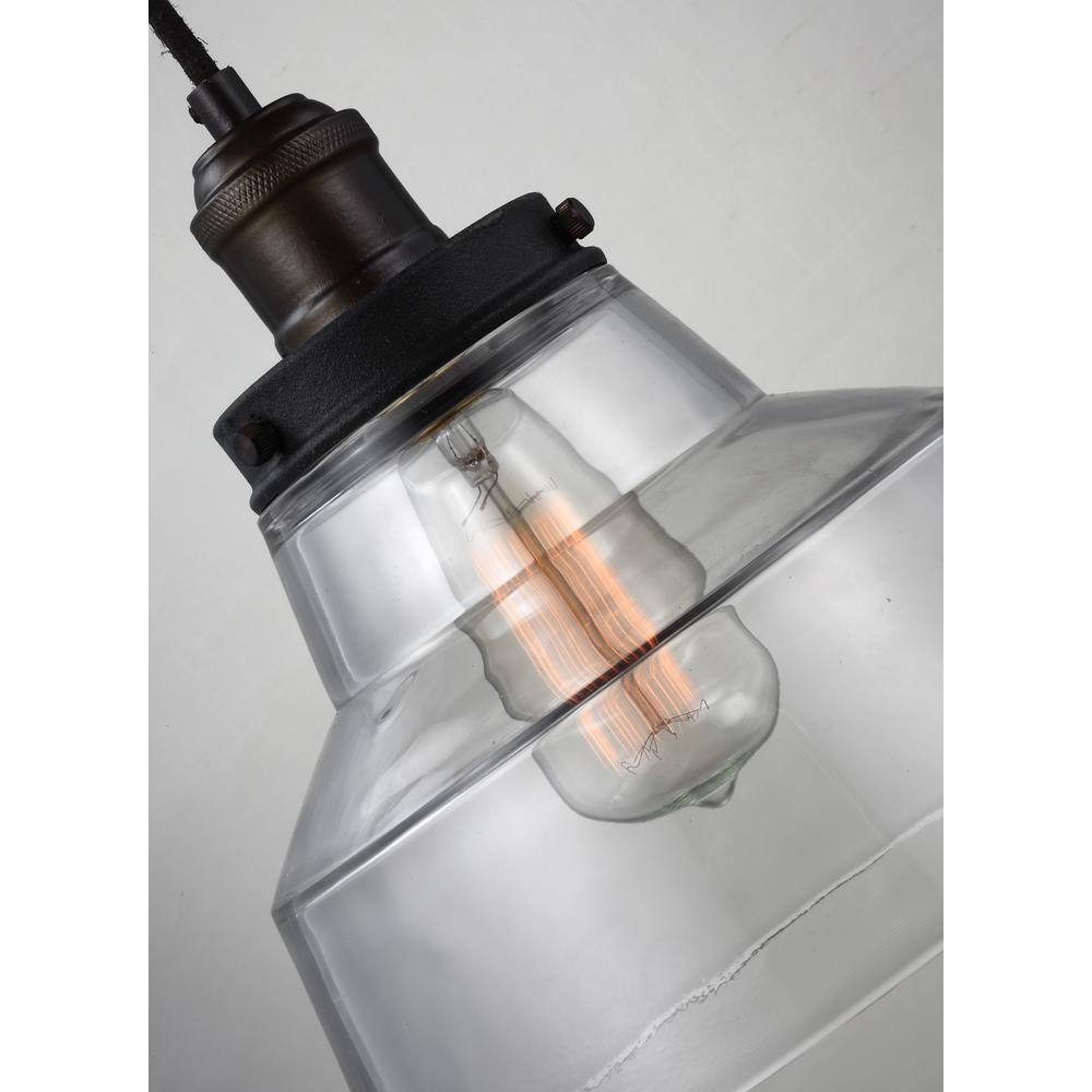 Aged Brass and Clear Glass 1-Light Pendant