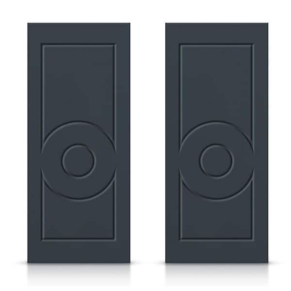 48 in. x 80 in. Hollow Core Charcoal Gray Painted Composite MDF Interior Double Closet Sliding Doors