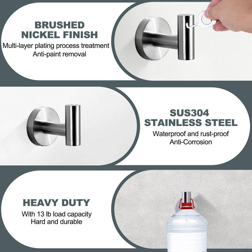 Brushed Nickel Wall Mounted J-Hook Towel Hooks (4-Pack)