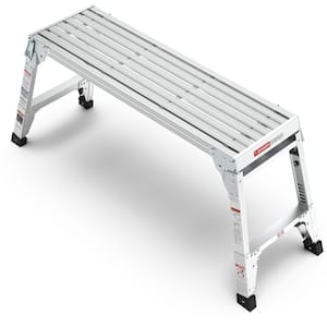 3.3 ft. Aluminum Folding Portable Work Platform Large Size Step Stool Telescopic Feet  22 in. -27.5 in. Adjustable