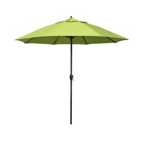 7.5 ft. Bronze Aluminum Market Patio Umbrella with Fiberglass Ribs and Auto Tilt in Parrot Sunbrella