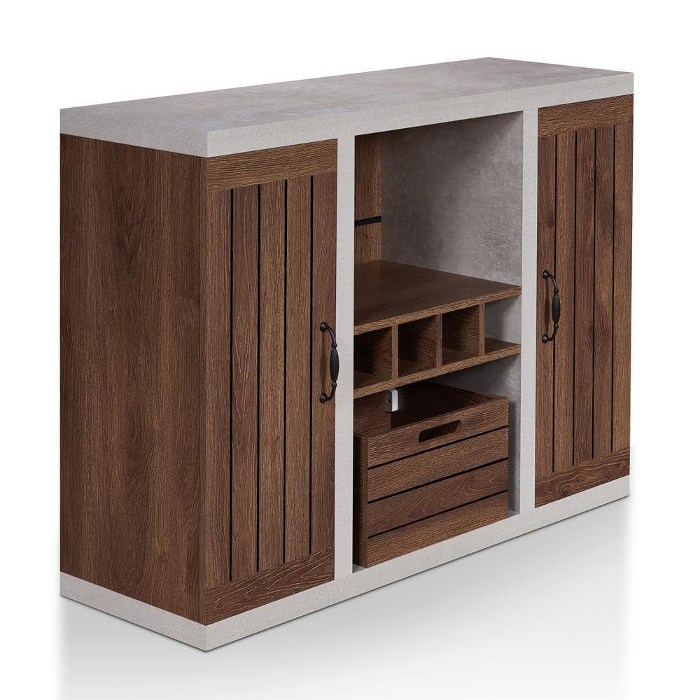 Proserpina Distressed Walnut Buffet with Multi-Storage