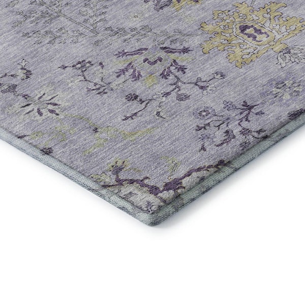 Mayfield Premium Machine Washable Abstract AMF1156 Lavender 2 ft. 3 in. x 7 ft. 6 in. Runner Rug