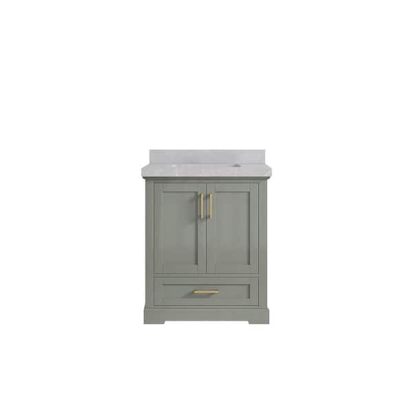 Willow Collections Boston 30 in. W x 22 in. D x 36 in. H Bath Vanity in Evergreen with 2 in. Pearl Gray Quartz Top