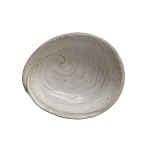 6.25 in. White Stoneware Shell Abalone Design Platters (Set of 6)