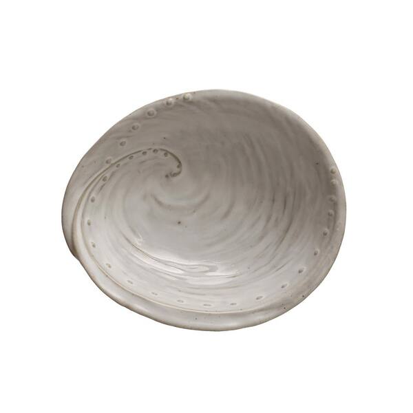 Storied Home 6.25 in. White Stoneware Shell Abalone Design Platters (Set of 6)