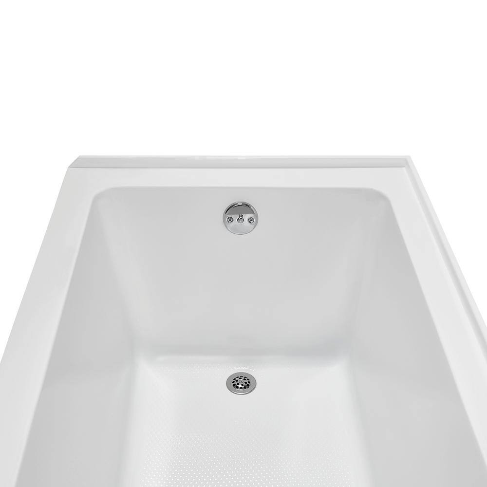 60-Inch Glossy White Acrylic Rectangular Alcove Bathtub with Polished Chrome Drain