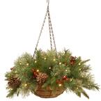 20 in. Colonial Hanging Basket with Battery Operated Warm White LED Lights