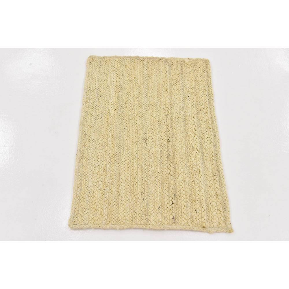 Handmade White Braided Jute Indoor Rug, Easy Care and Stain-resistant