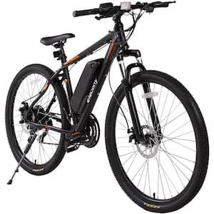 27.5" 350W 20MPH Electric Mountain Bicycle with Removable 36V 10.4Ah Battery, Suspension Fork, 21 Speed Gears(Black)