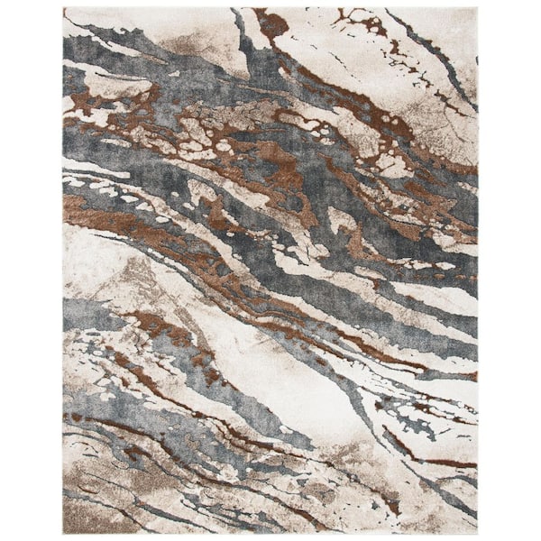 Pacific 8 ft. x 10 ft. Dark Gray/Beige Monochrome Marble Area Rug