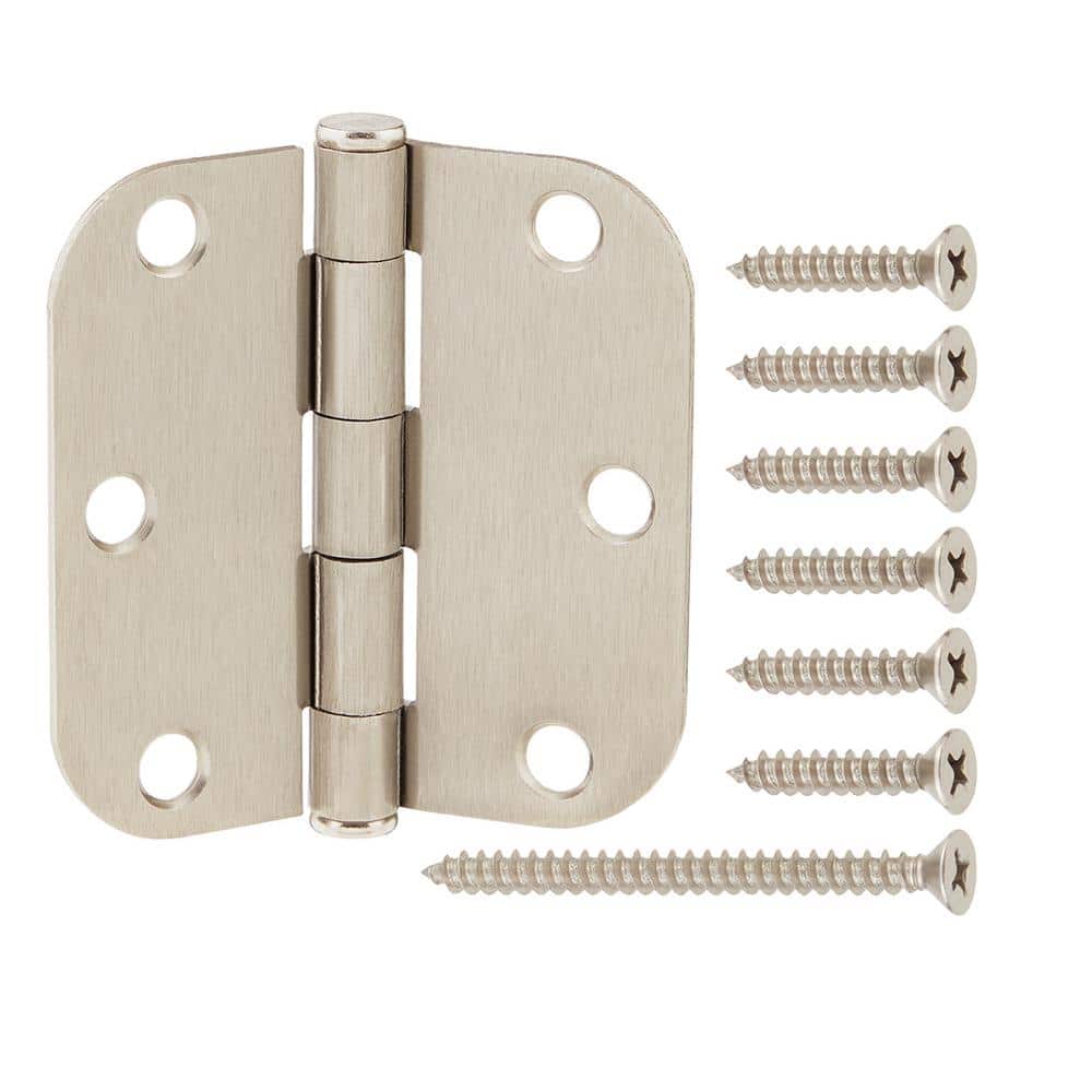 3 in. x 5/8 in. Radius Satin Nickel Squeak-Free Door Hinge
