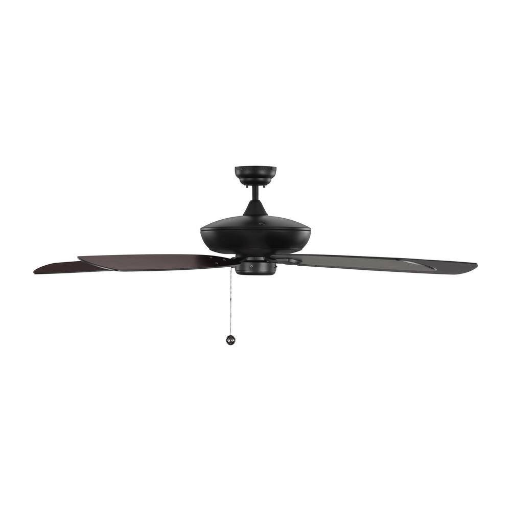 Midnight Black 60'' Low Profile Ceiling Fan with American Walnut Reversible Blades