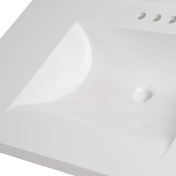 Glacier Bay - 37 in. W x 22 in. D Cultured Marble White Rectangular Single Sink Vanity Top in White