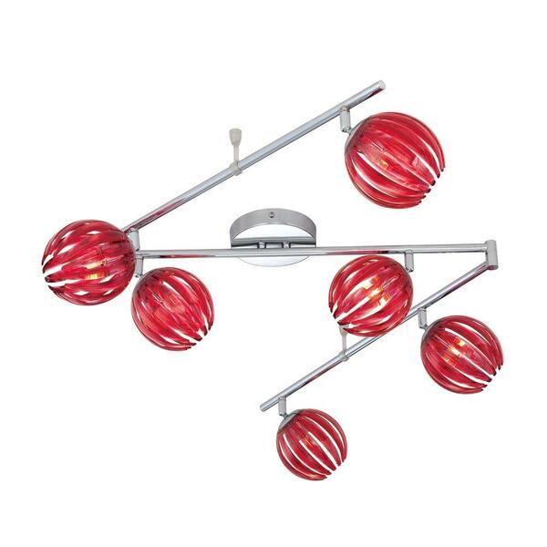 Eurofase Cosmo Collection 6-Light Chrome and Red Track Lighting