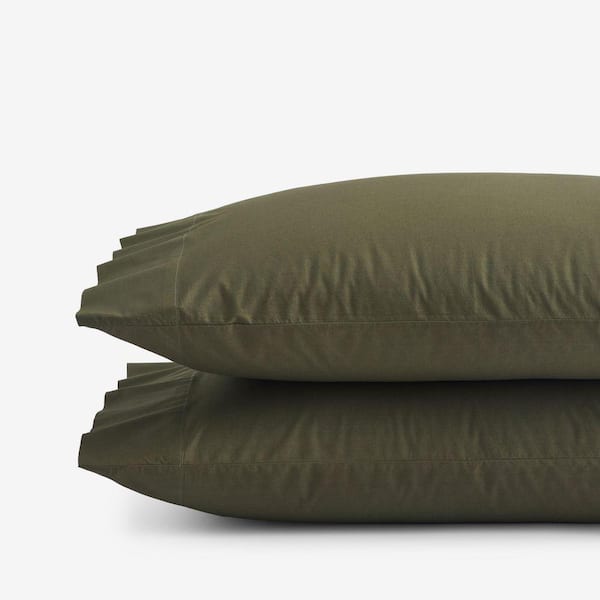 Company Cotton Garment Wash Olive Cotton Percale Standard Pillowcase (Set of 2)
