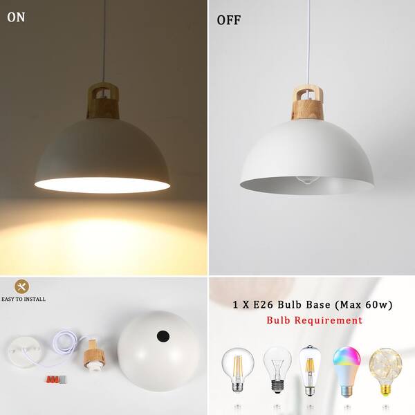 LWYTJO Joylin 1-Light White Shaded Single Dome Pendant Light