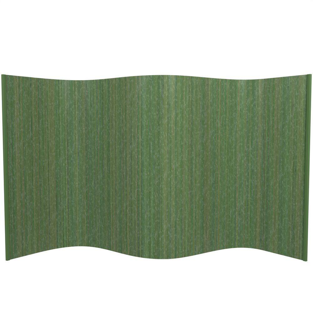 Sage Green Bamboo Wave Room Divider, 48" Height