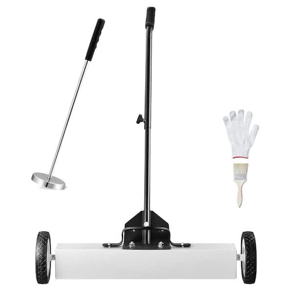 24 in. Magnetic Manual Floor Sweeper with Wheels Telescoping Magnetic Pickup Too