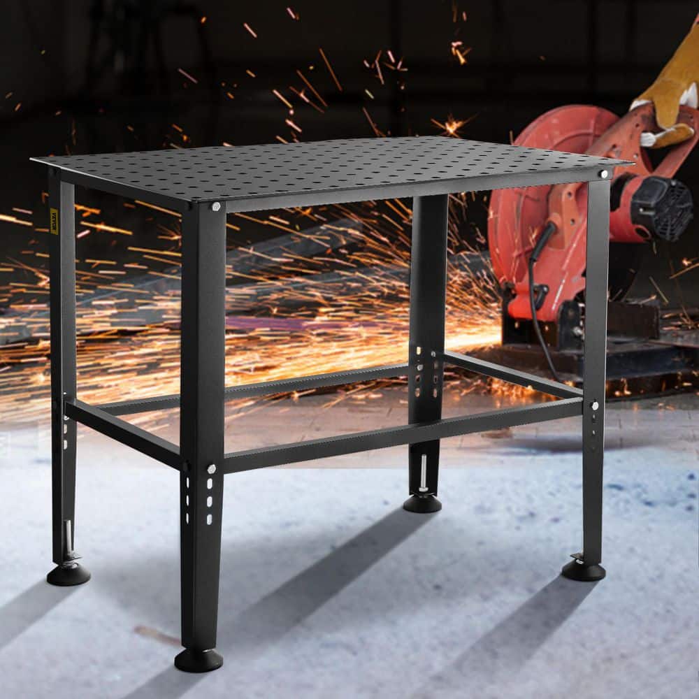 Adjustable Black Carbon Steel Welding Table with Accessories