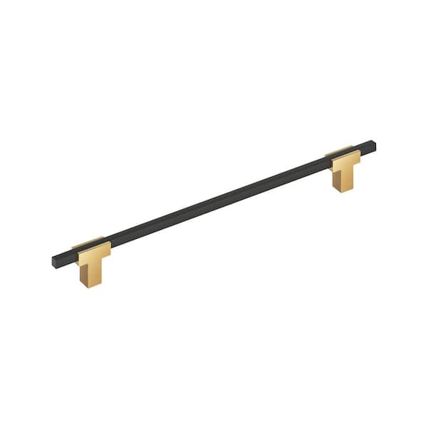 Urbanite 10-1/16 in. (256 mm) Center-to-Center Modern Champagne Bronze/Matte Black Bar Cabinet Pull