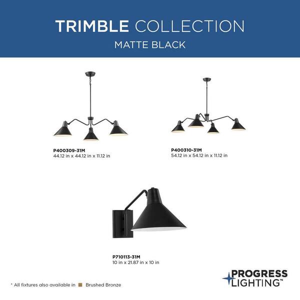 Progress Lighting Trimble Collection 4-Light Matte Black Chandelier