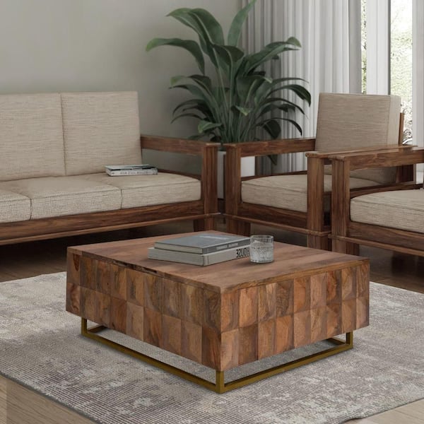Storied Home 24 in. Natural Rectangle Mango Wood Folding Tray Coffee Table  DF8036 - The Home Depot