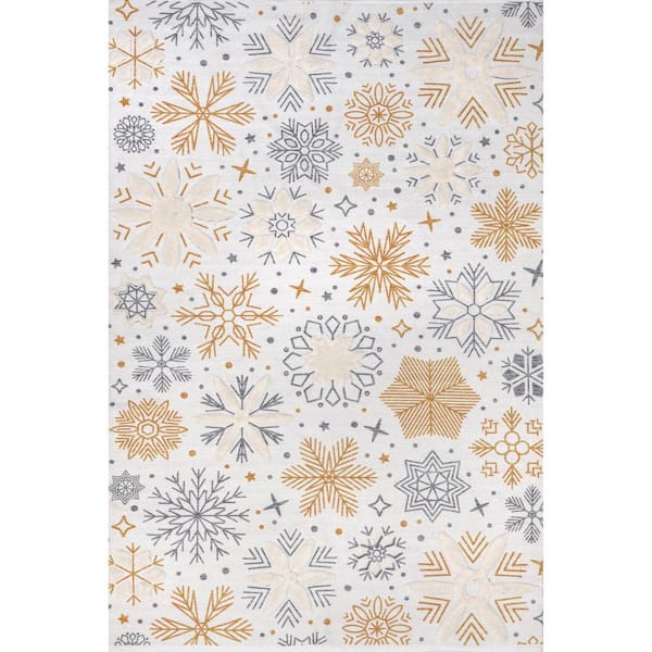 nuLOOM Eloide High-Low Snowflake White 8 ft. x 10 ft. Area Rug