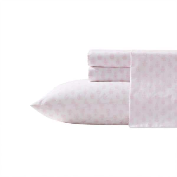 Laura Ashley Francesca Floral 4-Piece Pink/White Percale Cotton