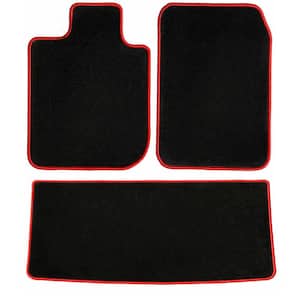 Toyota Tacoma Extended Cab Black with Red Edging Carpet Car Mats, Custom Fits for 2019 Driver, Passenger and Rear Mat