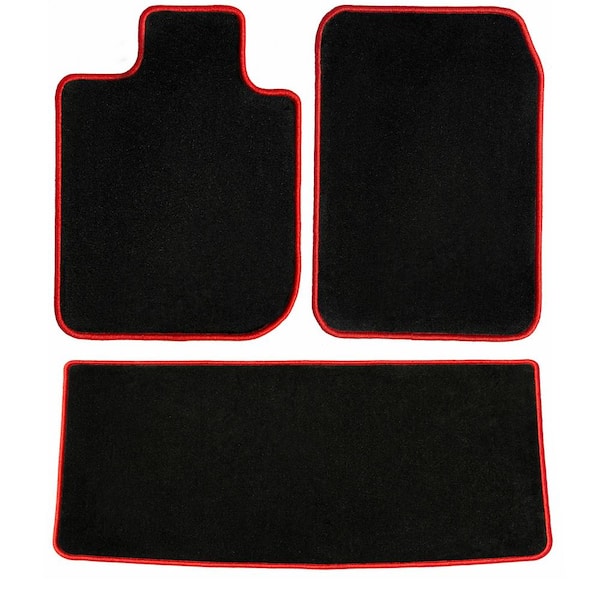 GGBAILEY Tesla Model X (7 Passenger w 3rd Row) Black with Red Edging Carpet Car Mats/Floor Mats Custom Fit for 2016-2020 3 Piece