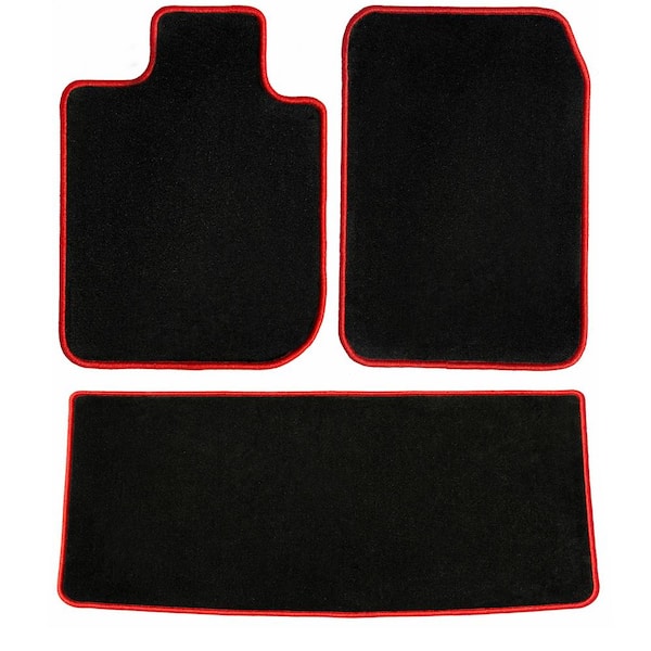 Passenger & Rear Floor GGBAILEY D3936A-S1A-BLK_BR Custom Fit Car Mats for 2010 2011 Mercury Milan Hybrid Black with Red Edging Driver 
