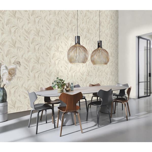 Rennie Ivory White Leaves Wallpaper Sample