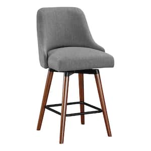 Bagford 39.75 in. Medium Espresso Wood Frame Swivel Counter Bar Stool with Charcoal Fabric Seat