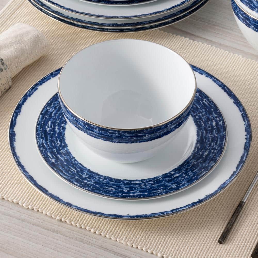 Blue and White Ceramic Cereal Bowls Set of 4