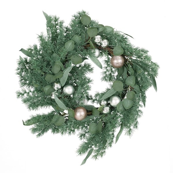 Noble House Geddes 26 in. Pine Artificial Christmas Wreath with Ornaments
