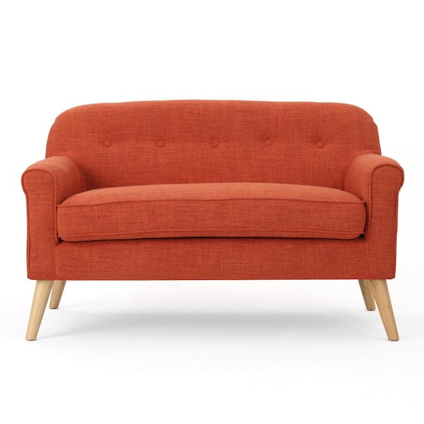 Noble House Mariah  50 in. Muted Orange Polyester 2-Seat Loveseat with Tapered Wooden Legs