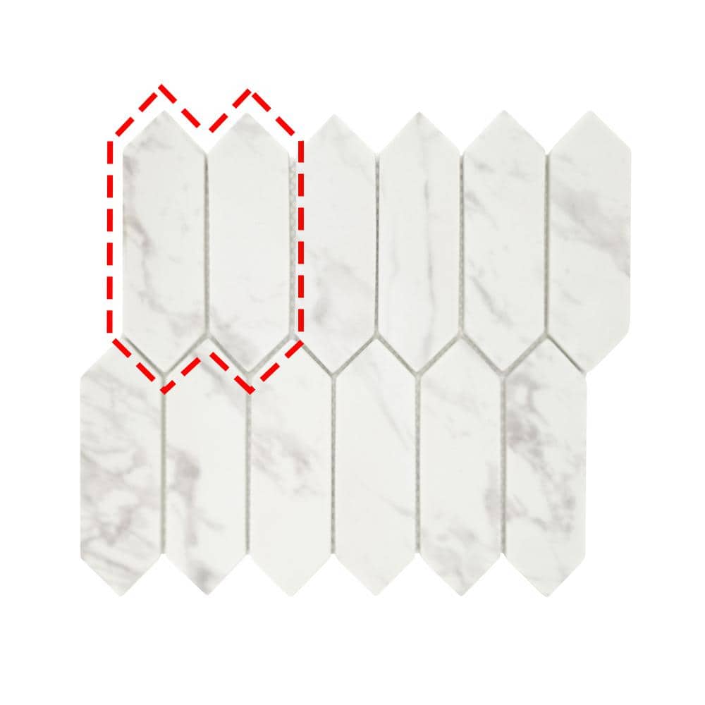 White Calacatta Picket 6in. x 6in.Long Hexagon Recycled Glass Marble Looks Floor and Wall Mosaic Tile (0.25sq. ft./Case) price history on PriceWatchPro
