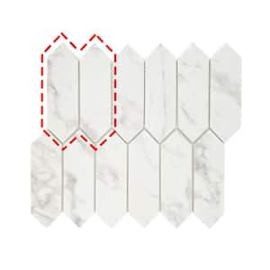 White Calacatta Picket 6 in. x 6 in. Long Hexagon Recycled Glass Marble Looks Mosaic Floor & Wall Tile (0.25 sq.ft.)