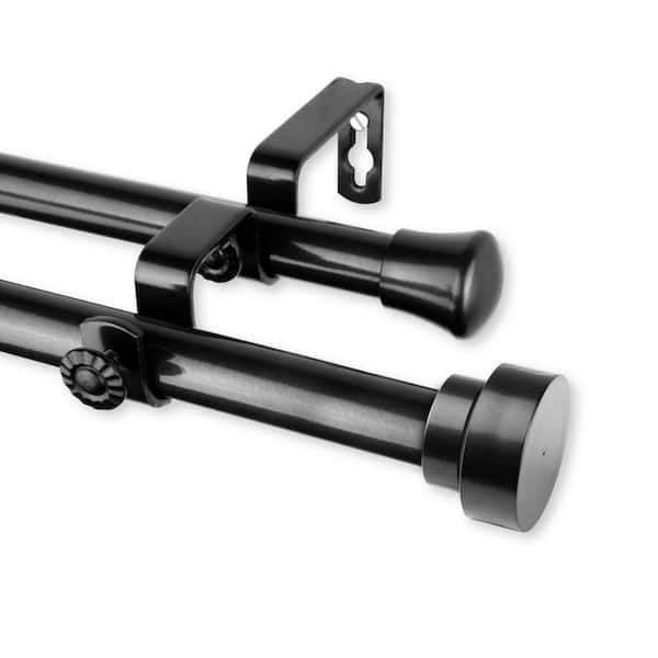Rod Desyne Topper 48 in. - 84 in. in. - Double Curtain Rod Black