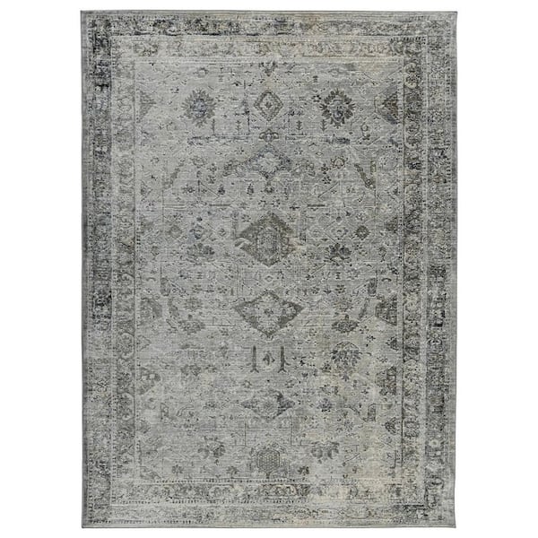 10 ft. x 14 ft. Gray And Charcoal Medallion Area Rug