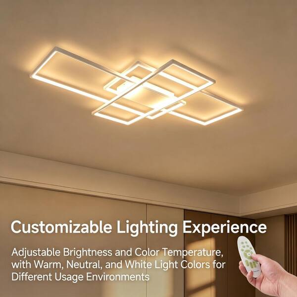 OUKANING 43.3 in. 1-Light Modern White Selectable LED Square