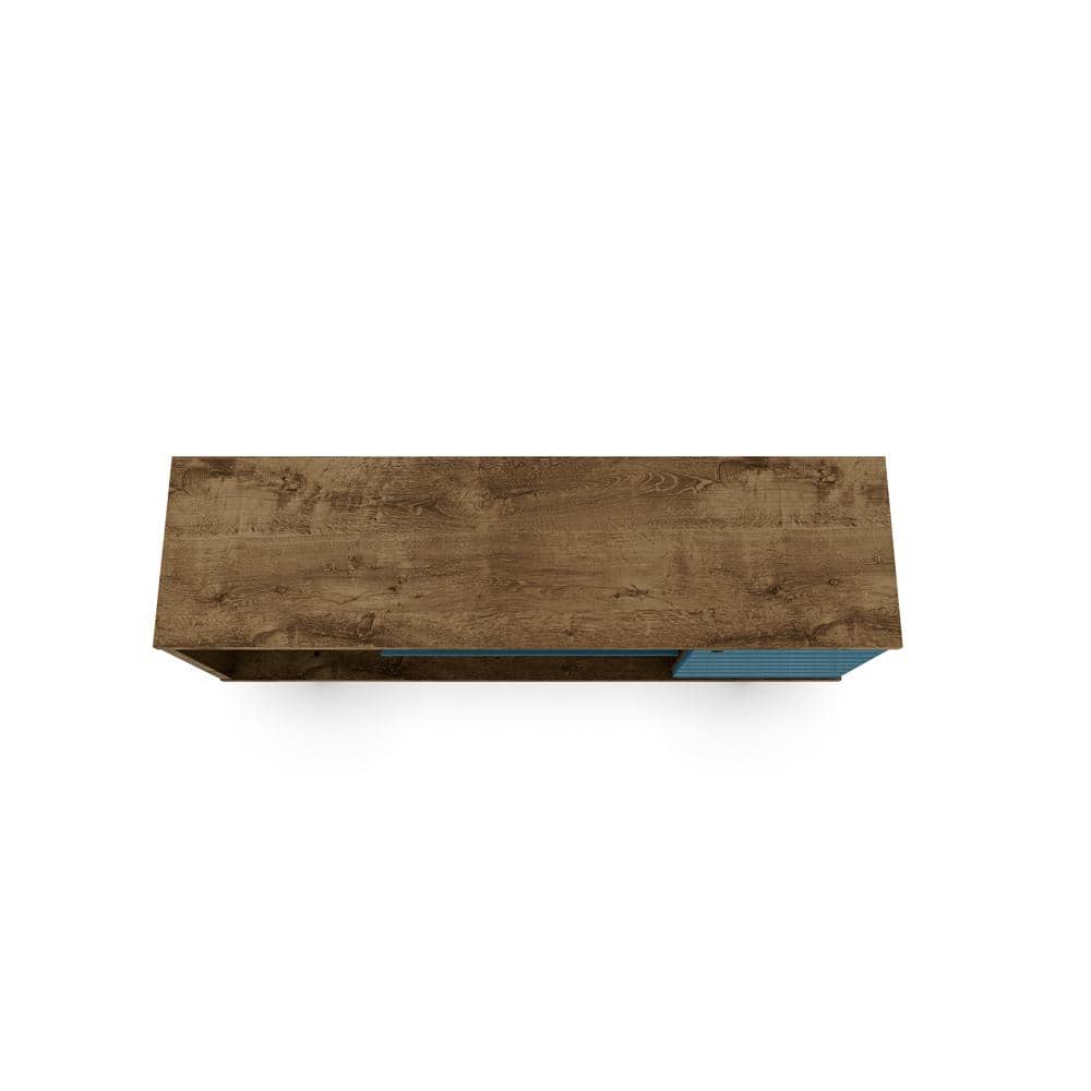 Liberty 53" Rustic Brown and Aqua Blue TV Stand with Cabinet
