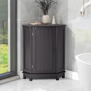 24.72 in. W x 17.5 in. D x 31.5 in. H Black Brown Linen Cabinet Bathroom Corner Storage Cabinet with Adjustable Shelf