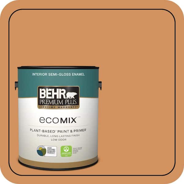 1 gal. #BIC-15 Golden Poppy Semi-Gloss Enamel EcoMix Plant-Based Interior Paint & Primer