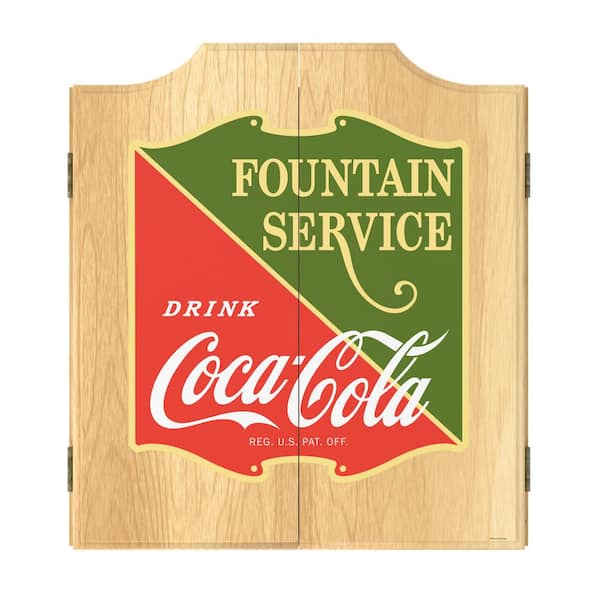 Unbranded Coca-Cola Fountain Service 20.5 in. Dart Board with Cabinet, Darts and Scoreboards