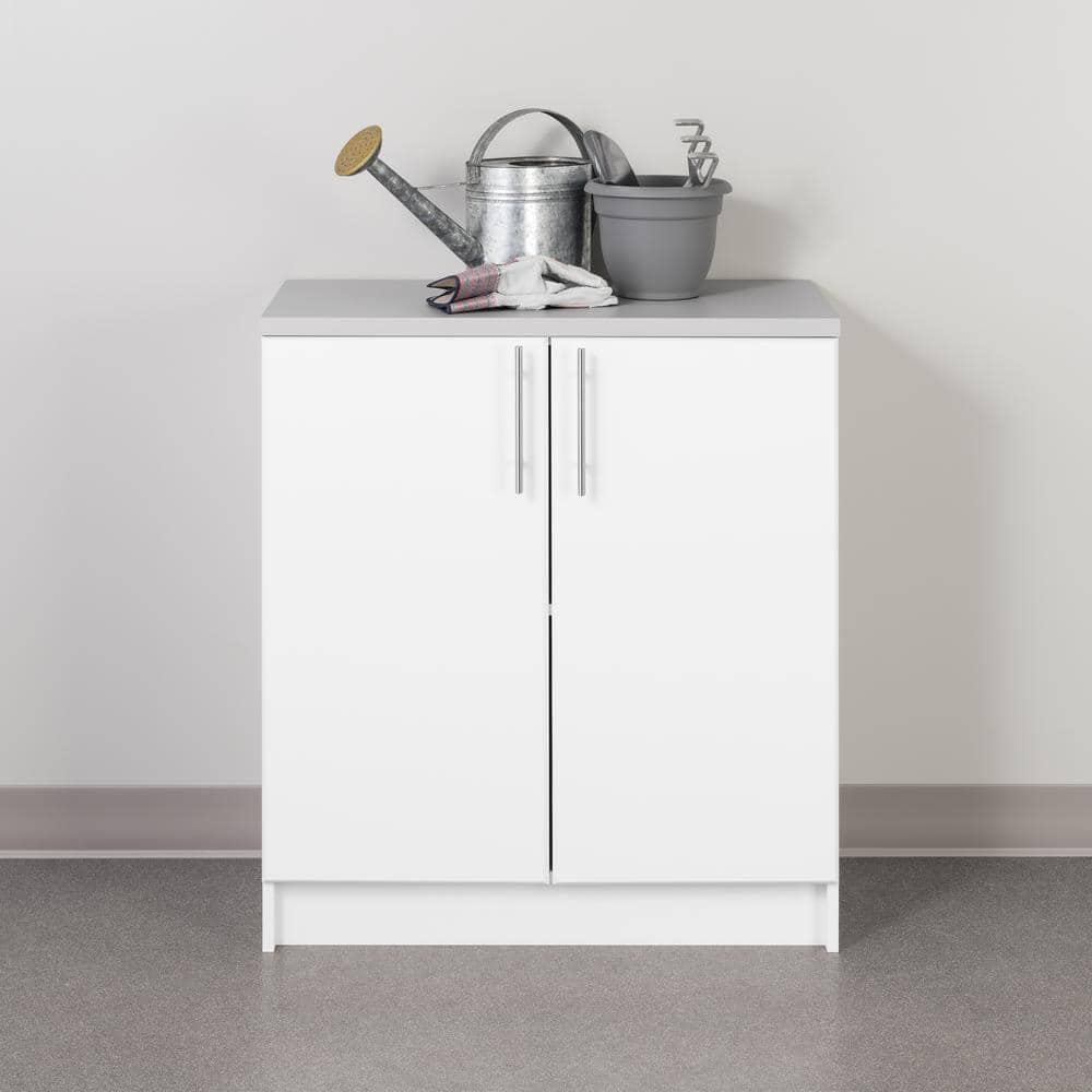 Freestanding White Office Storage Cabinet with Adjustable Shelving