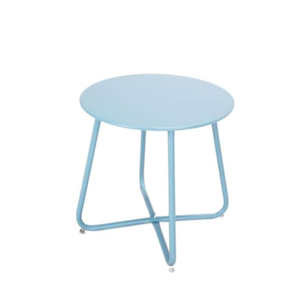 Unbranded 17.7 in Metal Round Outdoor Coffee Table in Blue